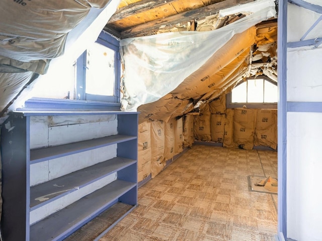 view of unfinished attic