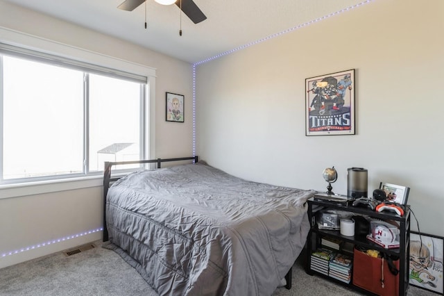 carpeted bedroom with multiple windows