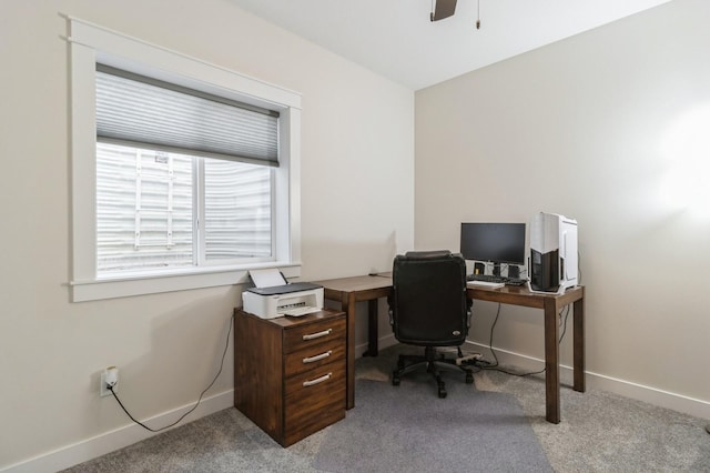 1602 Mulberry St, Granger, IA 50109 - home office featuring carpet floors, baseboards, and ceiling fan