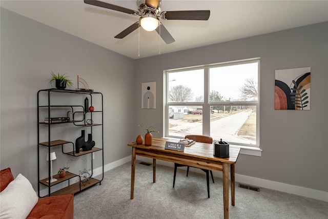 104 Mcpherson St, Boone, IA 50036 - office area featuring light carpet and a ceiling fan