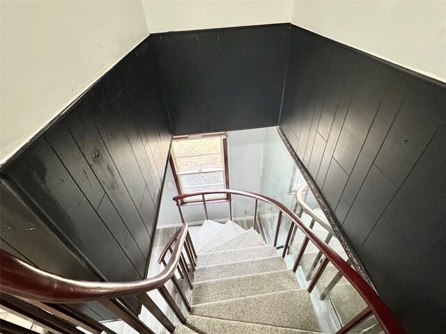 3841 Columbia St, Des Moines, IA 50313 - stairs featuring carpet flooring
