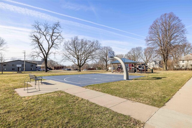 1702 Logan Ave, Des Moines, IA 50316 - view of sport court featuring a lawn, community basketball court, and a gazebo