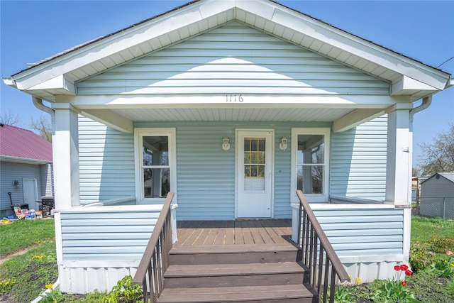 bungalow-style home featuring a porch