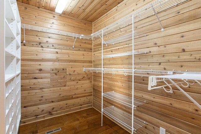 spacious closet with visible vents and wood-type flooring
