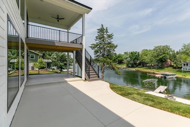 1296 Bee Tree Ln, Ellston, IA 50074 - view of patio featuring a water view and stairway