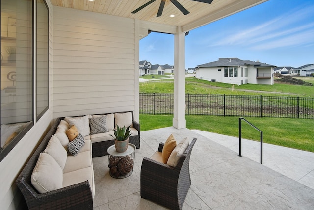 18167 Alderleaf Dr, Clive, IA 50325 - view of patio featuring ceiling fan, a residential view, and an outdoor living space
