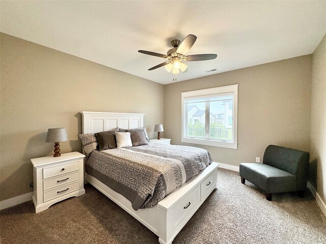 17595 Aurora Dr, Clive, IA 50325 - bedroom featuring dark carpet, baseboards, and ceiling fan