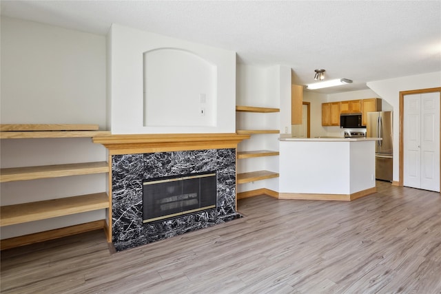 811 Burr Oaks Dr Unit 1110, West Des Moines, IA 50266 - living room with wood finished floors and a fireplace