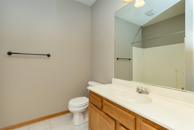 1325 SE Florence Dr Unit 207, Waukee, IA 50263 - full bath with toilet, vanity, tile patterned flooring, a shower, and baseboards