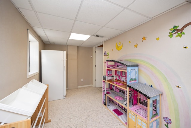 15026 Hawthorn Dr, Clive, IA 50325 - rec room featuring a drop ceiling and carpet floors