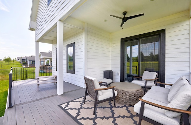 25019 Eagle Vista Dr, Adel, IA 50003 - wooden deck featuring ceiling fan