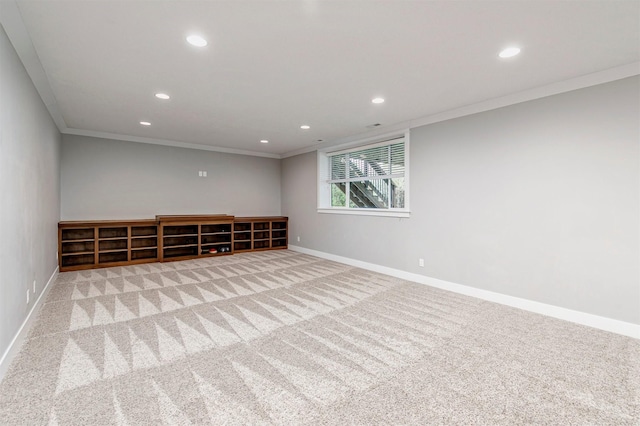 16206 Brookview Dr, Urbandale, IA 50323 - carpeted spare room with crown molding, recessed lighting, and baseboards