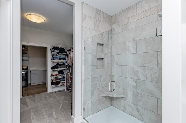 2426 SW Vineyard Ln, Ankeny, IA 50023 - bathroom featuring a spacious closet and a shower stall