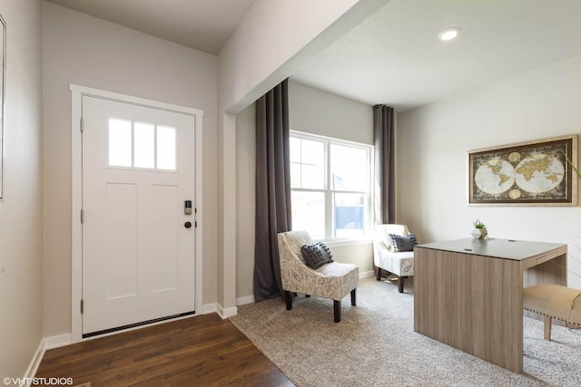 14521 Ironwood Ct, Urbandale, IA 50111 - foyer with dark wood-style flooring, baseboards, and plenty of natural light