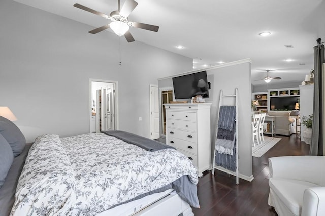 2403 NE Oak Dr Unit 6, Ankeny, IA 50021 - bedroom with dark wood-style floors, lofted ceiling, and recessed lighting
