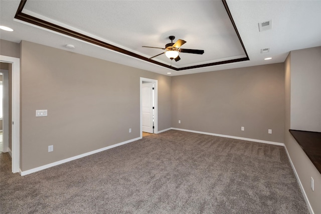 3555 NW 164th St, Clive, IA 50325 - spare room with a raised ceiling, a ceiling fan, carpet floors, recessed lighting, and a smoke detector