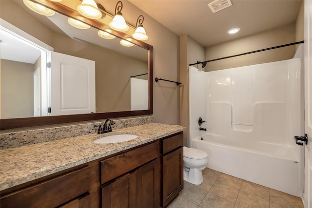 3555 NW 164th St, Clive, IA 50325 - full bath featuring vanity, tub / shower combination, tile patterned floors, and recessed lighting