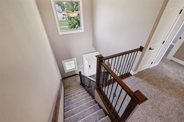 3555 NW 164th St, Clive, IA 50325 - stairs with carpet floors and a towering ceiling