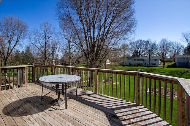 1412 Country Club Dr, Pella, IA 50219 - wooden terrace with a yard and a residential view