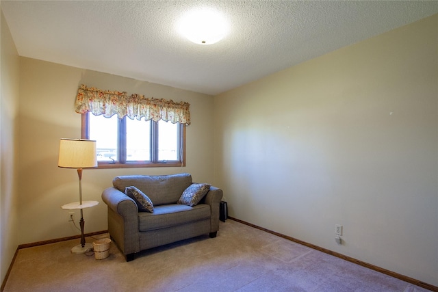 1412 Country Club Dr, Pella, IA 50219 - living area with carpet, a textured ceiling, and baseboards