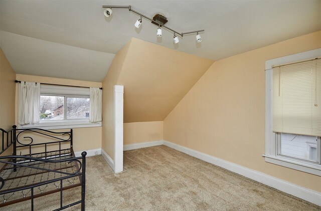 1632 Mamie Eisenhower Ave, Boone, IA 50036 - additional living space with carpet floors, baseboards, and lofted ceiling