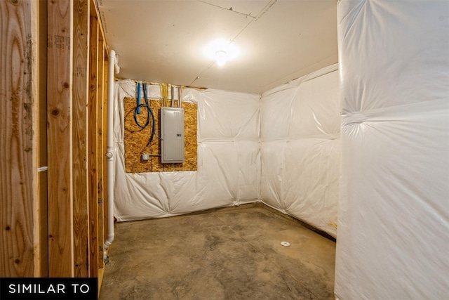 below grade area with electric panel