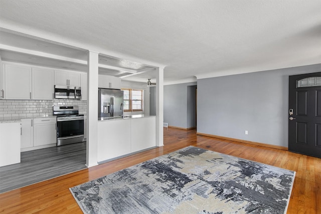 1150 SW Lynn Dr, Ankeny, IA 50023 - living area featuring light wood-type flooring and a textured ceiling