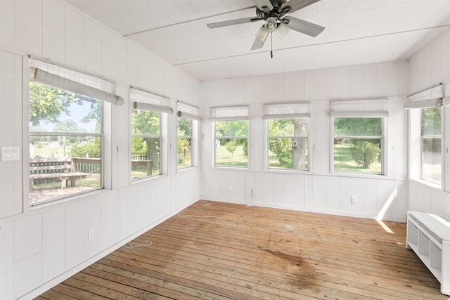 1150 SW Lynn Dr, Ankeny, IA 50023 - unfurnished sunroom featuring wood-type flooring, wood walls, radiator heating unit, and a wooden deck