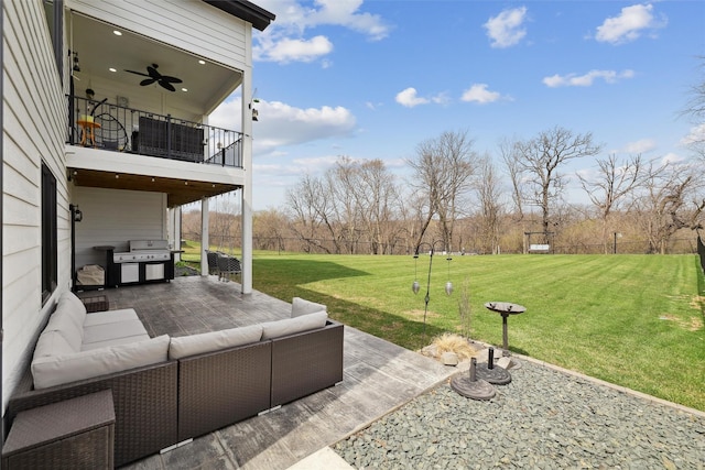 875 Roman Rd, Waukee, IA 50263 - view of patio / terrace featuring a balcony, outdoor lounge area, a ceiling fan, and grilling area