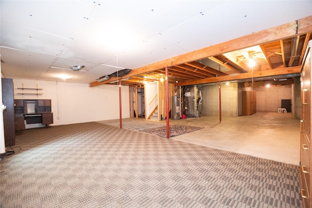 5925 Ep True Pkwy Unit 22, West Des Moines, IA 50266 - unfinished basement with water heater, stairway, and heating unit