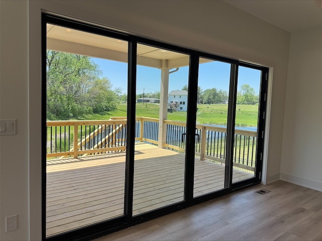 1112 2nd St NE, Altoona, IA 50009 - entryway featuring wood finished floors, healthy amount of natural light, baseboards, and a water view