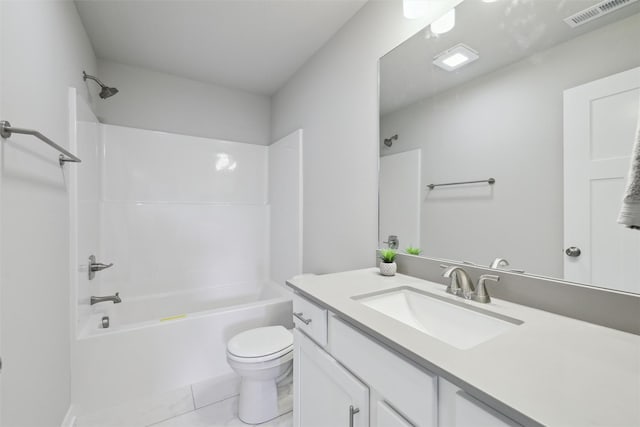1715 Willow Ct, Norwalk, IA 50211 - full bath featuring vanity, tub / shower combination, marble finish floor, toilet, and visible vents