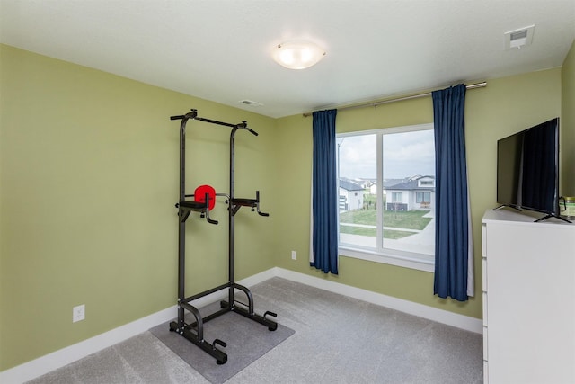 4125 NE 6th St, Ankeny, IA 50021 - workout room with baseboards, visible vents, and carpet floors