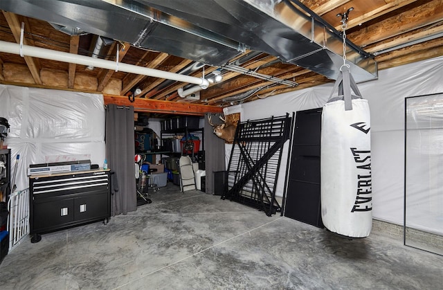 view of unfinished basement