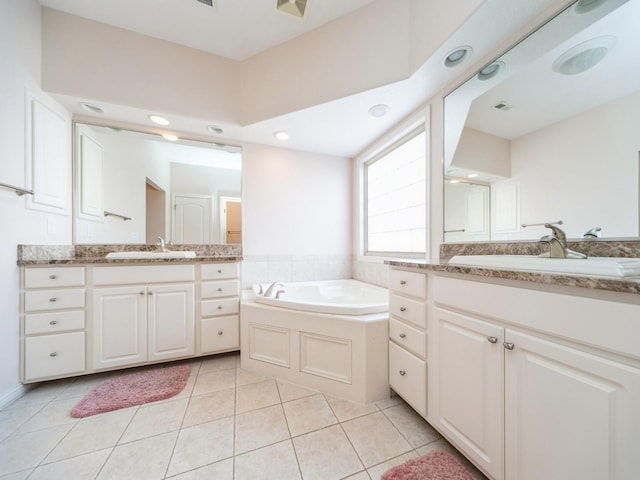 2705 147th St, Urbandale, IA 50323 - full bath with a bath, a sink, and tile patterned flooring