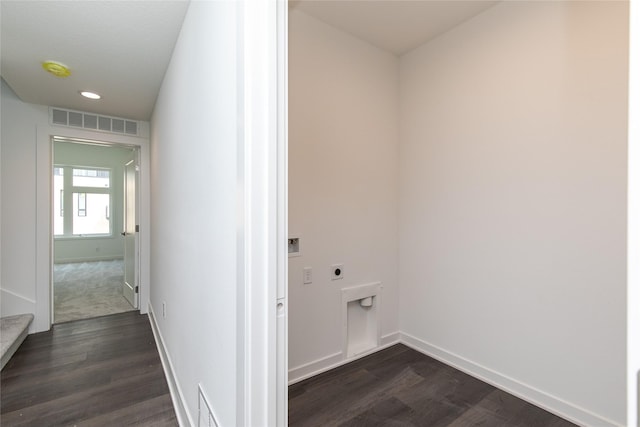 laundry room featuring visible vents, baseboards, electric dryer hookup, and laundry area