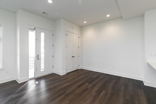 205 Maple St, Des Moines, IA 50309 - foyer with baseboards, recessed lighting, and dark wood finished floors