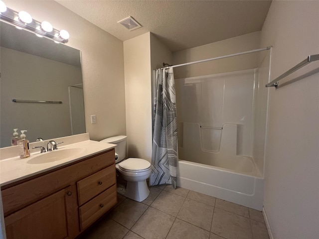 6440 Ep True Pkwy Unit 2307, West Des Moines, IA 50266 - full bath featuring vanity, tile patterned flooring, shower / tub combo, and a textured ceiling