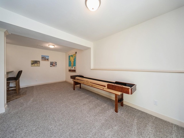 playroom with baseboards and carpet flooring