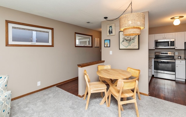 5322 Ingersoll Ave Unit B5, Des Moines, IA 50312 - dining area featuring baseboards and dark colored carpet