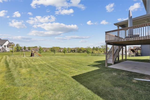 3667 NW 165th St, Clive, IA 50325 - view of yard with stairs, a patio area, and a wooden deck