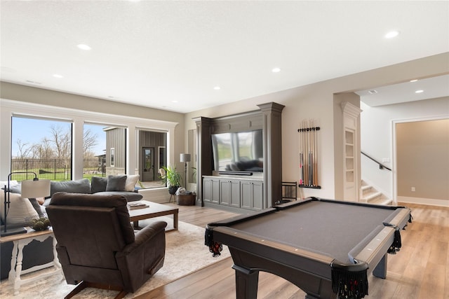 3815 NW 183rd St, Clive, IA 50325 - playroom with light wood-style flooring, recessed lighting, and billiards table