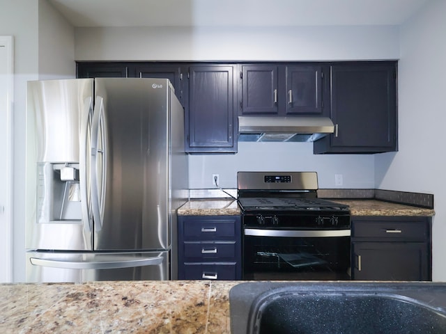 8220 Twana Dr, Urbandale, IA 50322 - kitchen with ventilation hood, appliances with stainless steel finishes, and light stone countertops