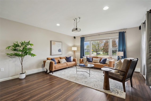 1804 E 33rd St, Des Moines, IA 50317 - living area with wood finished floors, baseboards, and recessed lighting