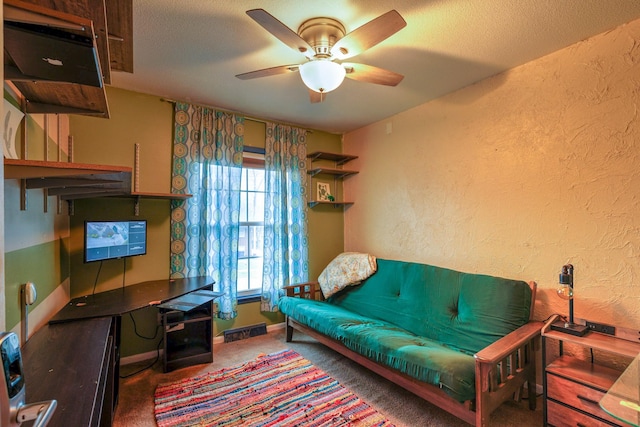 310 E Emma Ave, Des Moines, IA 50315 - office space with a textured wall, a ceiling fan, and carpet floors