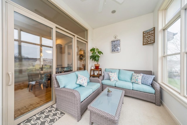 9289 Winterberry Ct, West Des Moines, IA 50266 - sunroom / solarium with an outdoor hangout area and ceiling fan