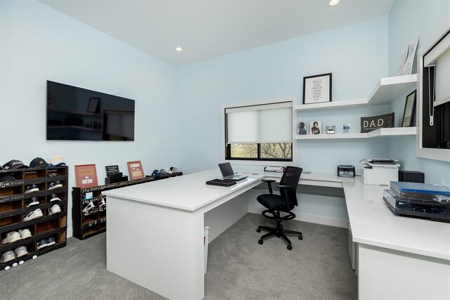5094 Grand Ridge Dr, West Des Moines, IA 50265 - office featuring built in desk, light colored carpet, and recessed lighting
