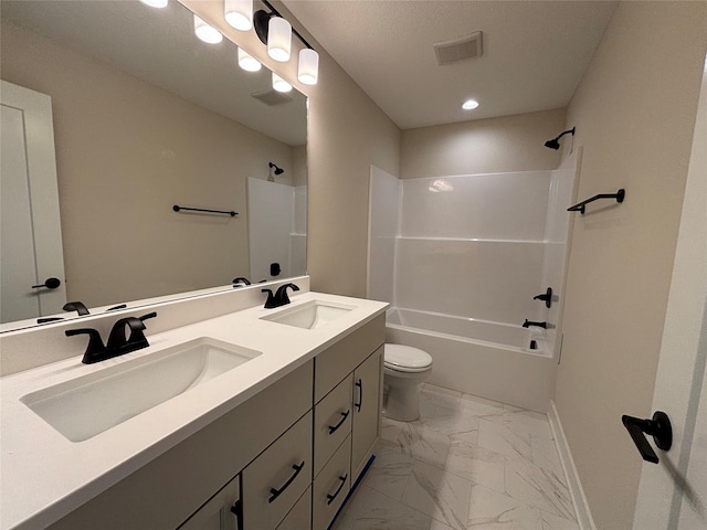 1258 S 92nd St, West Des Moines, IA 50266 - full bathroom featuring marble finish flooring, double vanity, and bathing tub / shower combination