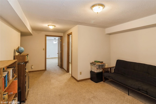 9601 NE 28th Ct, Ankeny, IA 50021 - sitting room with light colored carpet, baseboards, and a textured ceiling
