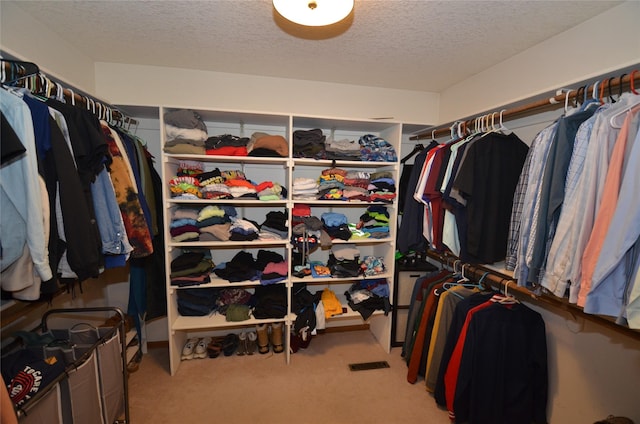 walk in closet featuring carpet floors